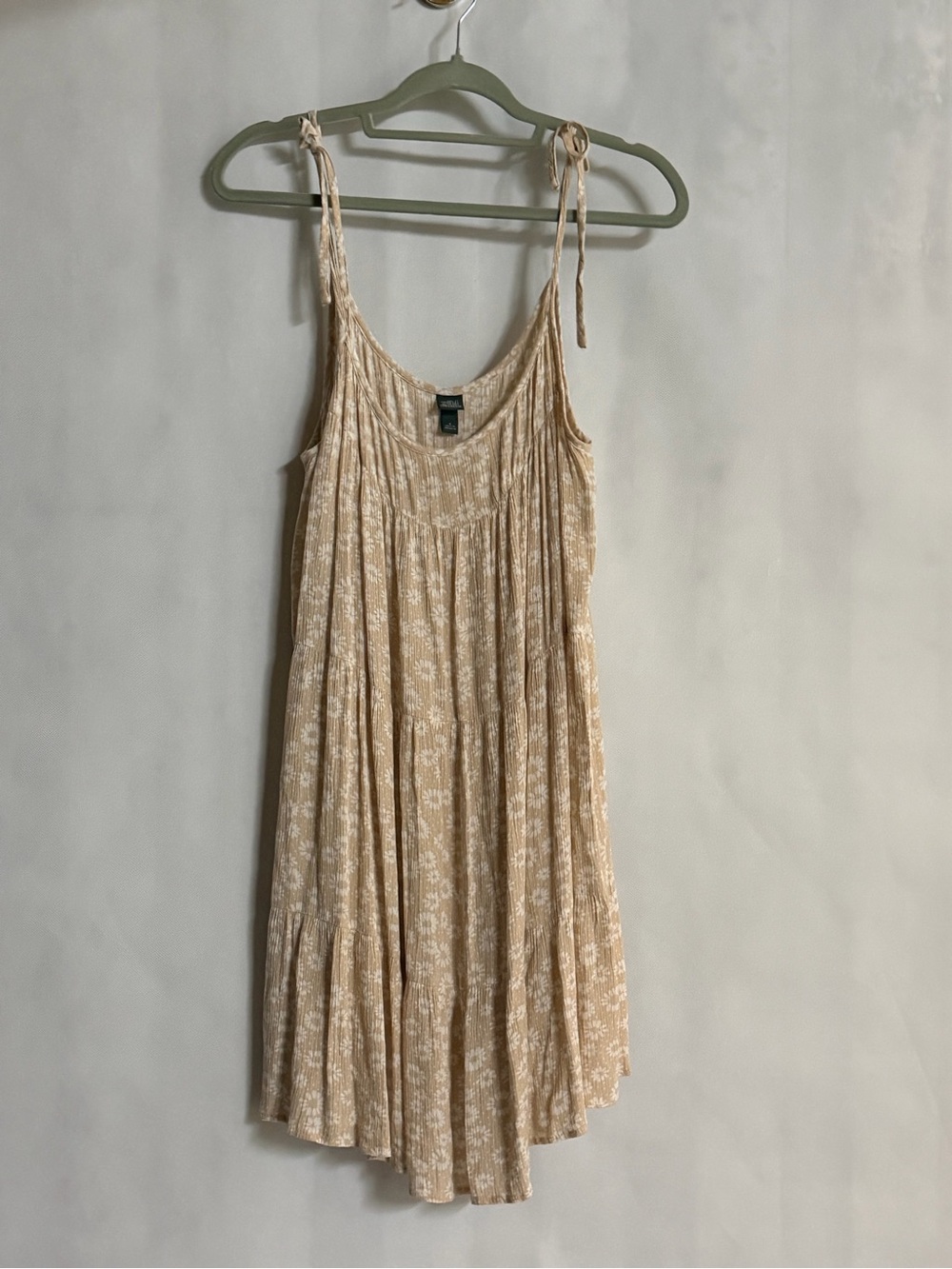 wild fable Beige Floral Tie-Strap Mini Sundress